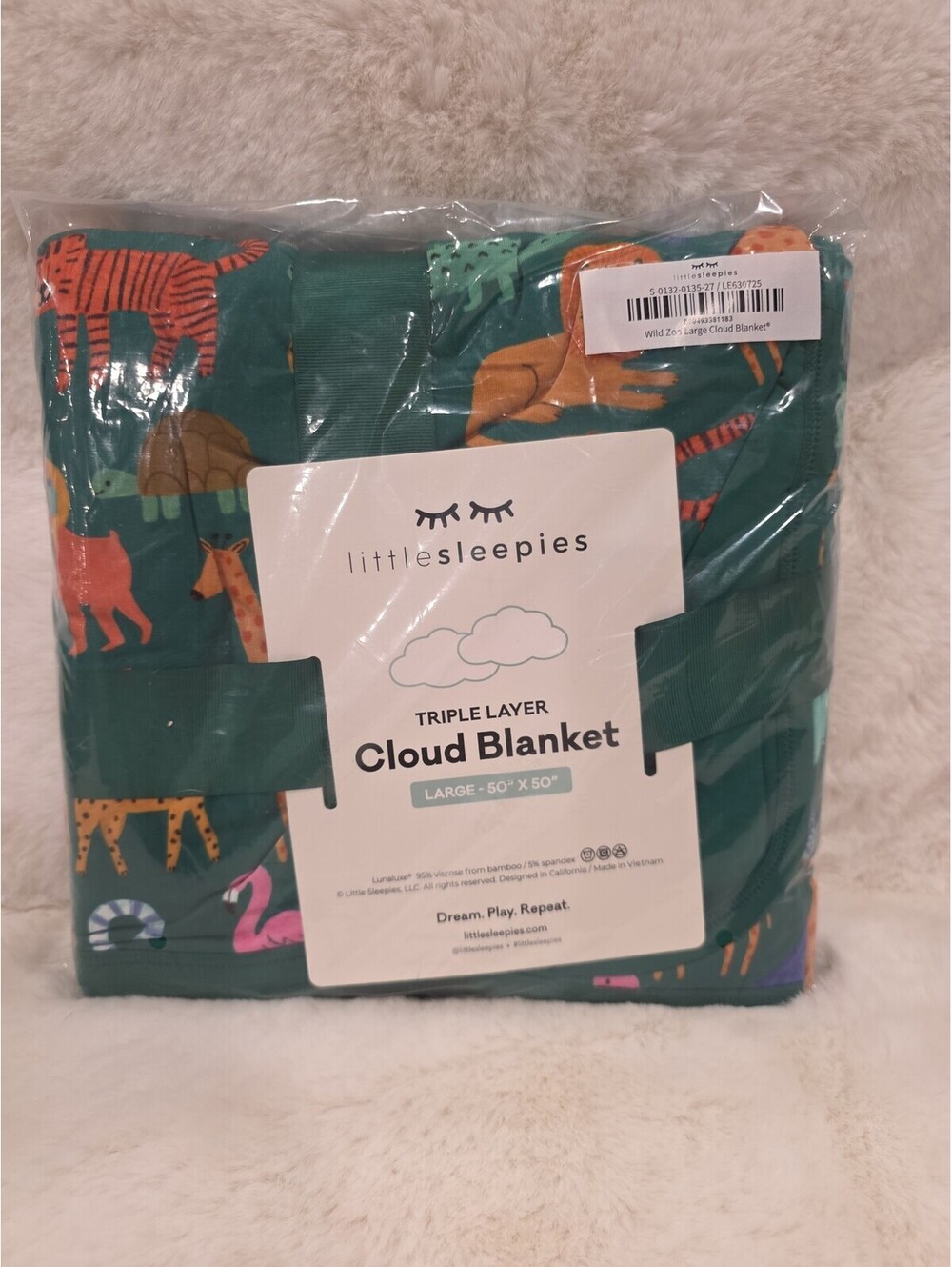 Little Sleepies Wild Zoo Cloud Blanket Large 50" X 50"
